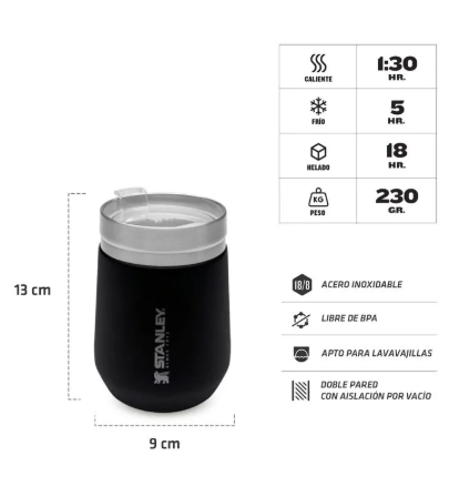 Vaso Stanley Everyday Negro c/tapa 295 ml