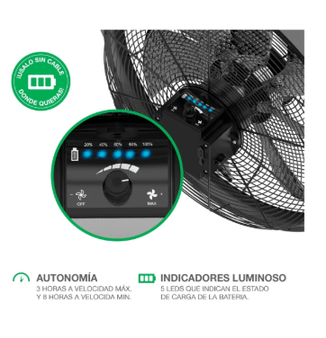 Ventilador Turbo a Bateria Peabody 16" PE-VTB1630N