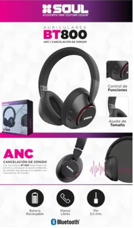 Auricular Vincha BT800 ANC negro SOUL