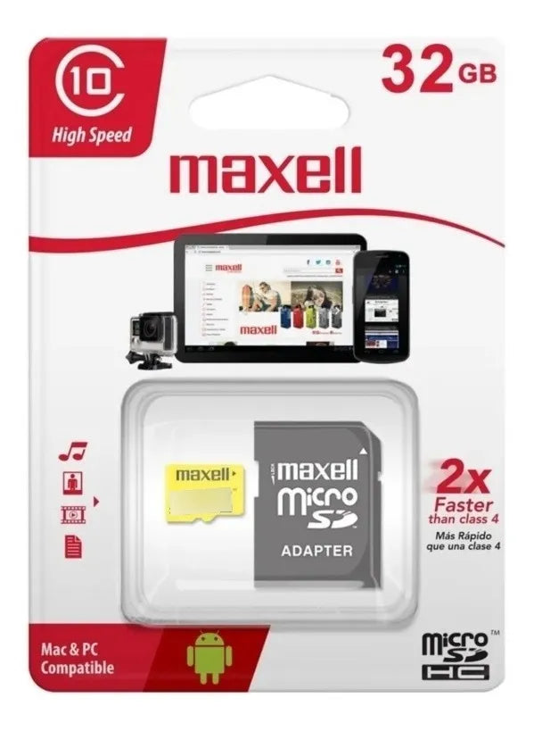 Memoria Micro SD HC 32GB c/adap Maxell