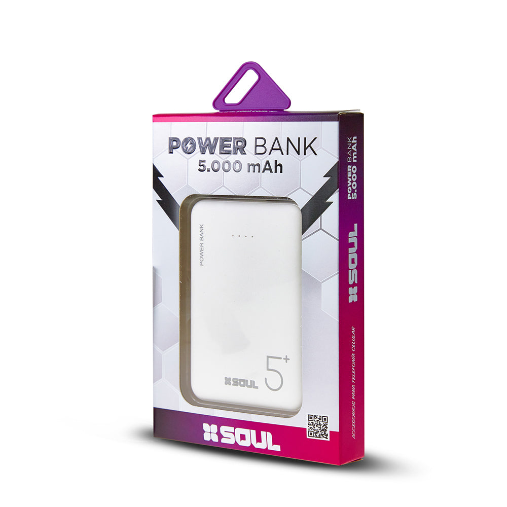 Cargador portatil SOUL 5000 Mah Dual USB - Blanco