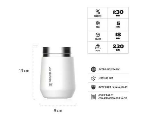 Vaso Stanley Everyday Blanco c/tapa 295 ml