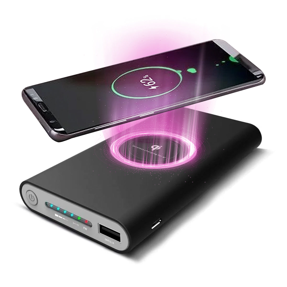 Cargador Power BANK + carga inalambrica 10000 mah PBS-QI10GR