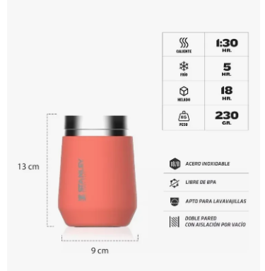 Vaso Stanley Everyday Coral c/tapa 295 ml