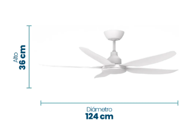 Ventilador de techo 48" con luz 5 aspas blanco PHILCO 94teb48325ln
