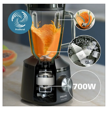 Licuadora Turbo Philips 700W Vidrio HR226290