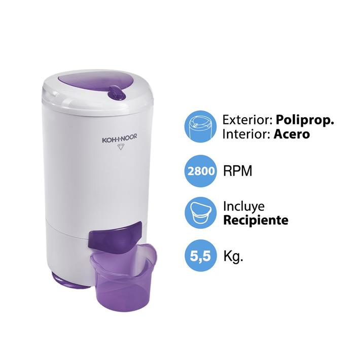 Secarropas Centrifugo Vision 5.5kg c/recipiente Kohinoor C-755/2