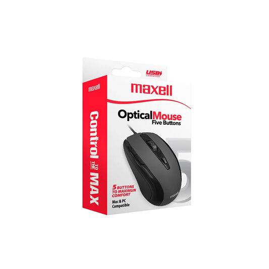 Mouse Optico USB Maxell 5 Botones Negro