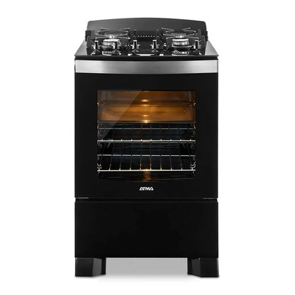 Cocina Atma Multigas 56cm Vidrio Templado Negra