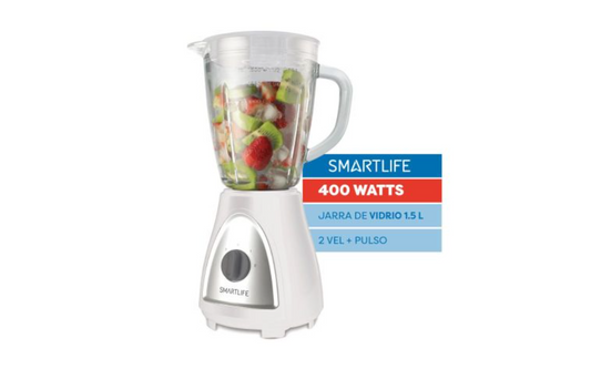 Licuadora de Vaso Vidrio Smartlife SL-BL1008W