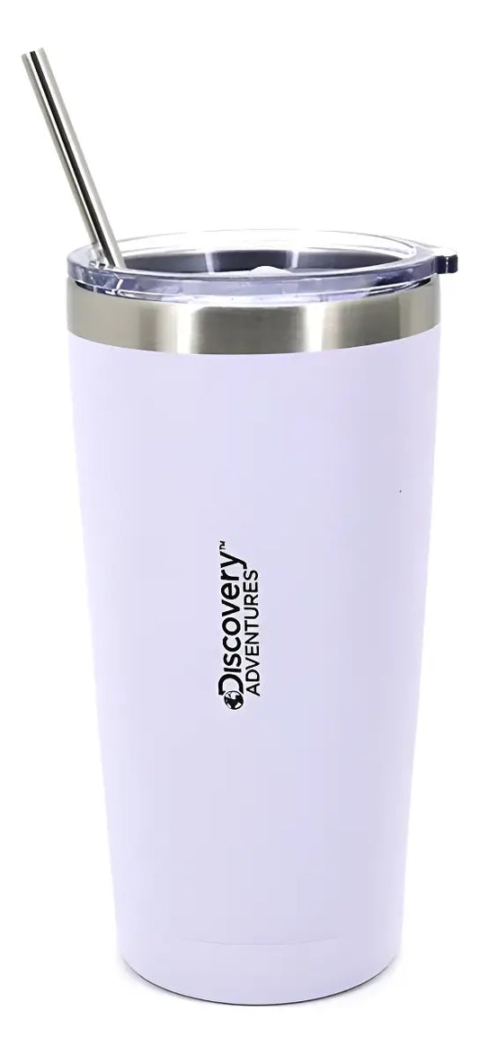 Vaso Discovery c/bombilla 600ml Blanco 14013