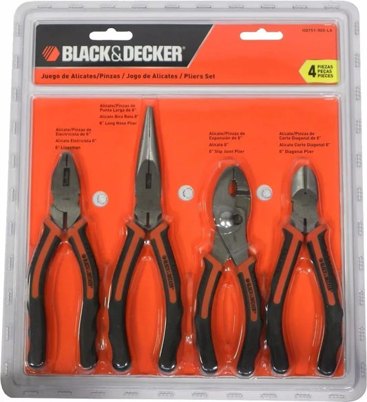 Set Juego Herramientas Black+Decker Manual 4 PIezas c/Pinzas BDHT51905