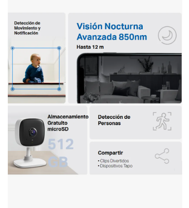 Camara TP-LINK tapo C100 day/night interior