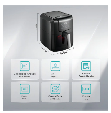 Freidora de Aire Hisense 6,3lt