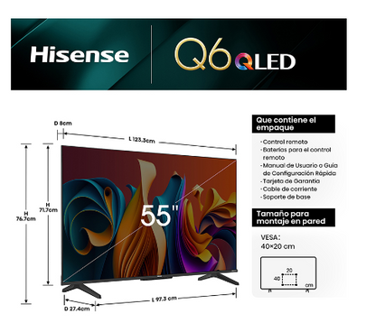 Smart TV Hisense 55" QLED Google 55Q6N
