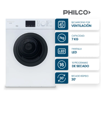 Secarropas 7kg Philco PHSA072B blanco