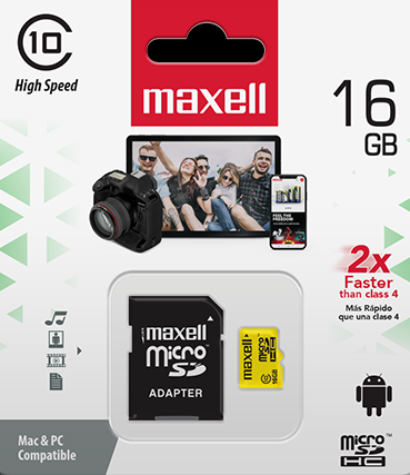 Memoria Micro SD HC 16GB c/adap Maxell