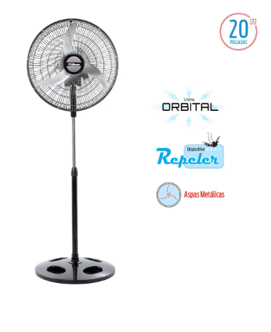 Ventilador Liliana  de Pie 20" VPM2016 Parr. Metalica Negro
